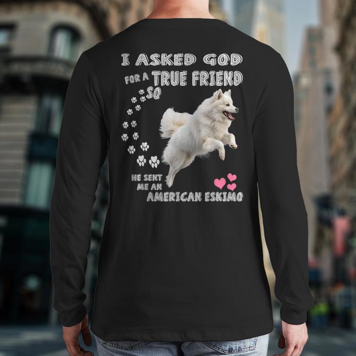 American Eskimo Dog Mom Eskie Dad Art Eskie Lover Quote Long Sleeve T-Shirt Back Print
