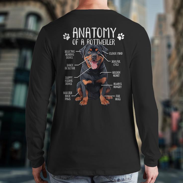 Anatomy Rottweiler Dog Owner Rottie Dad Mom Pet Lover Long Sleeve T-Shirt Back Print