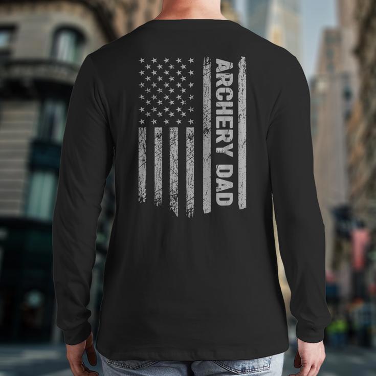 Archery Dad America US Flag Patriot Vintage Archer Long Sleeve T-Shirt Back Print
