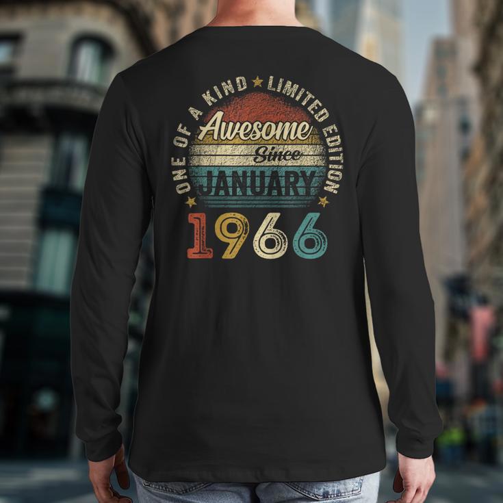 Awesome Since January 1966 60 Year Old 60th Birthday Men Dad Long Sleeve T-Shirt Back Print