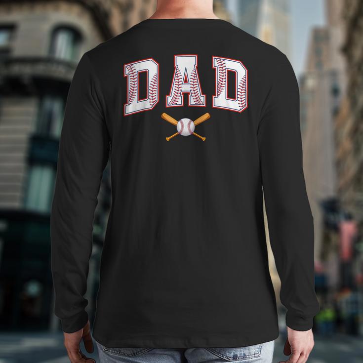 Baseball Dad Shirt Baseball Player Game Day Father's Day Long Sleeve T-Shirt Back Print