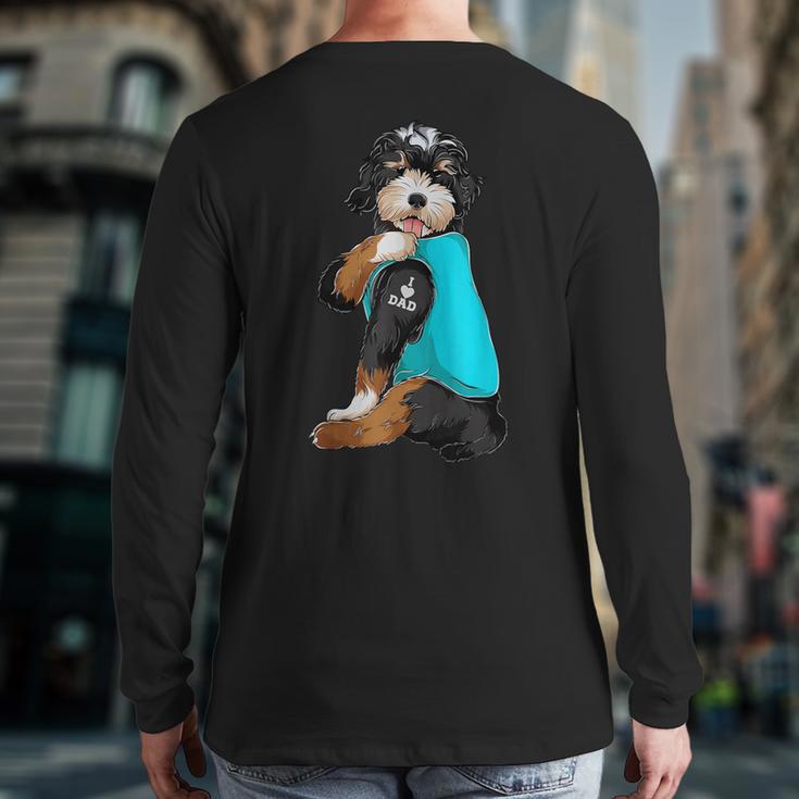 Bernedoodle I Love Dad Tattoo Apparel Dog Dad Dads Long Sleeve T-Shirt Back Print Bernedoodle I Love Dad Tattoo Apparel Dog Dad Dads Long Sleeve T-Shirt Back Print