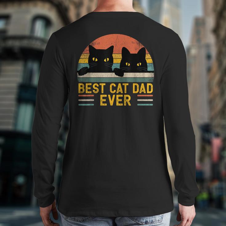 Best Cat Dad Ever Retro Style Cats Lover Long Sleeve T-Shirt Back Print