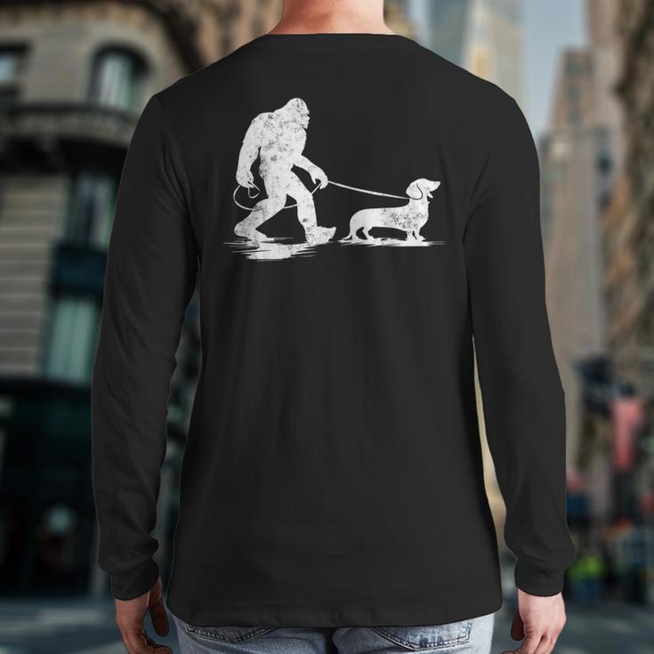 Bigfoot Walking Dachshund Tee Wiener Dog Dad Long Sleeve T-Shirt Back Print