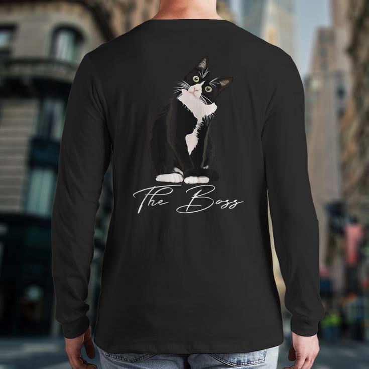 Boss Tuxedo Cat Lovers Tee Shirt For Mom Dad Long Sleeve T-Shirt Back Print