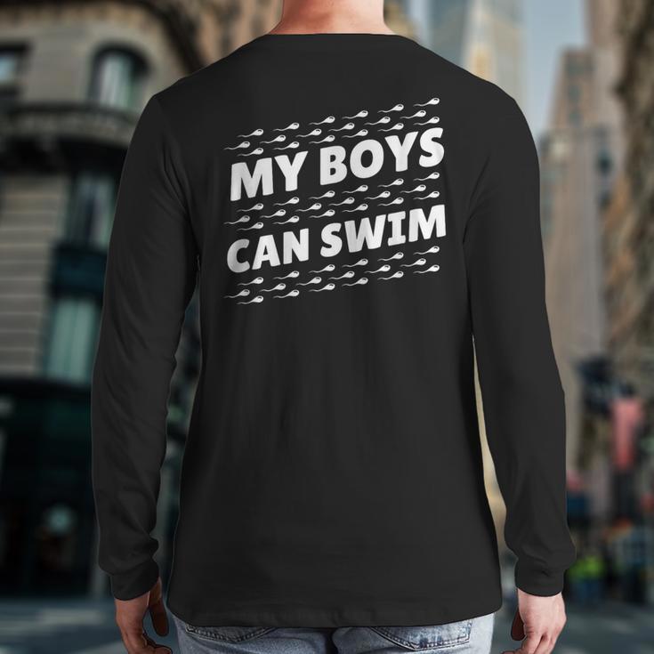 My Boys Can Swim T-Shirt First Time Dad To Be Long Sleeve T-Shirt Back Print