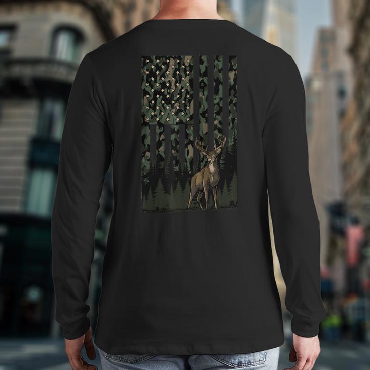 Camo Deer American Flag Graphic Hunting Men Dad Boys Long Sleeve T-Shirt Back Print Camo Deer American Flag Graphic Hunting Men Dad Boys Long Sleeve T-Shirt Back Print