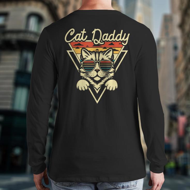 Cat Daddy Retro Sunglasses Cat Fur Dad Papa Vintage Cat Dad Long Sleeve T-Shirt Back Print