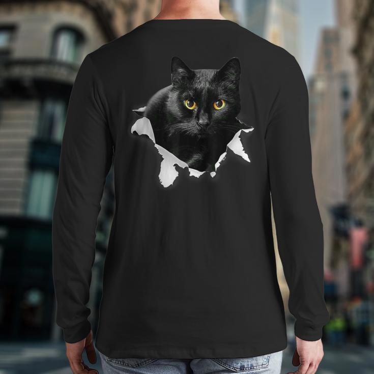 Cat Torn Cloth For Cat Lover Cat Dad Cat Mom Long Sleeve T-Shirt Back Print