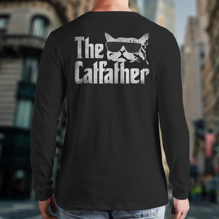 The Catfather Cat Dad Fathers Day Vintage Father's Day Long Sleeve T-Shirt Back Print