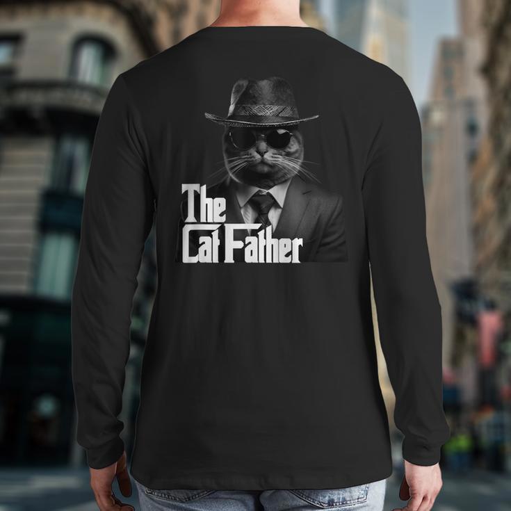 The Catfather Fathersday Best Birthday Cat Dad Long Sleeve T-Shirt Back Print