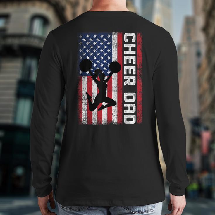 Cheer Dad American Flag Cheerleader Support Long Sleeve T-Shirt Back Print