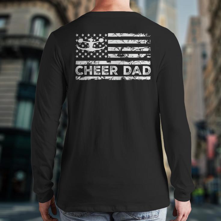 Cheer Dad Cheerleading American Flag Proud Cheer Father Long Sleeve T-Shirt Back Print