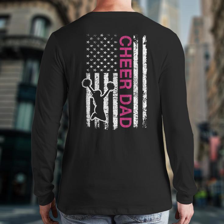 Cheer Dad Flag Pink Cheerleading Long Sleeve T-Shirt Back Print Cheer Dad Flag Pink Cheerleading Long Sleeve T-Shirt Back Print