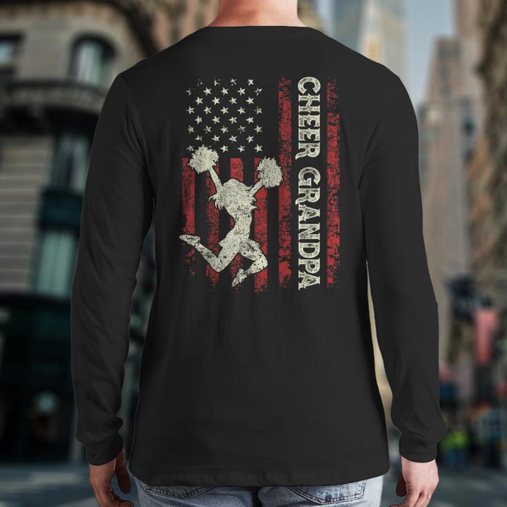 Cheer Grandpa US Flag Dad Patriotic Cheerleader Fathers Day Long Sleeve T-Shirt Back Print