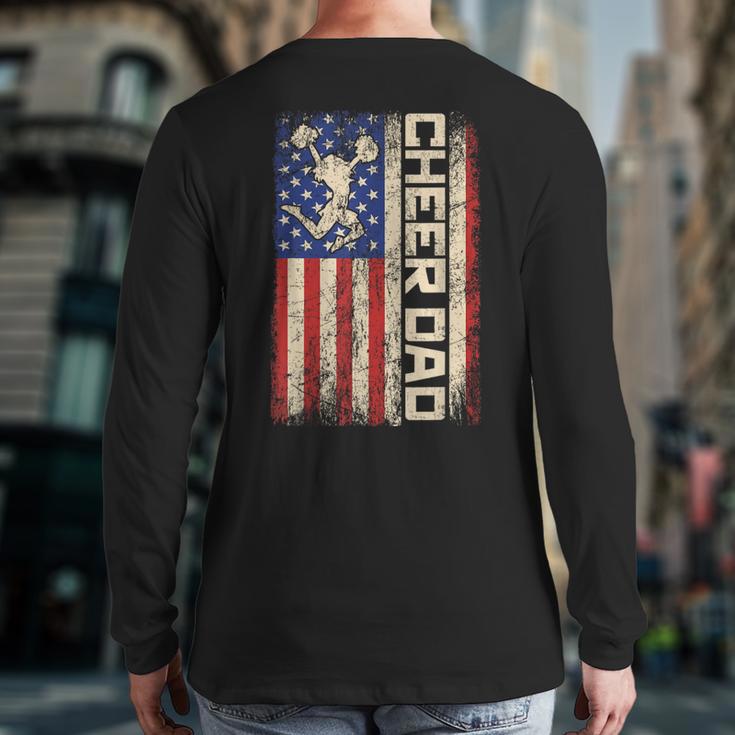 Cheerleader Dad Cheer Dad American US Flag Father Team Long Sleeve T-Shirt Back Print