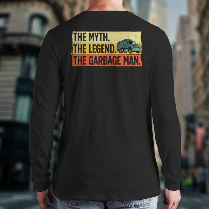 Cool Garbage Man Art For Men Dad Father Garbage Dump Truck Long Sleeve T-Shirt Back Print
