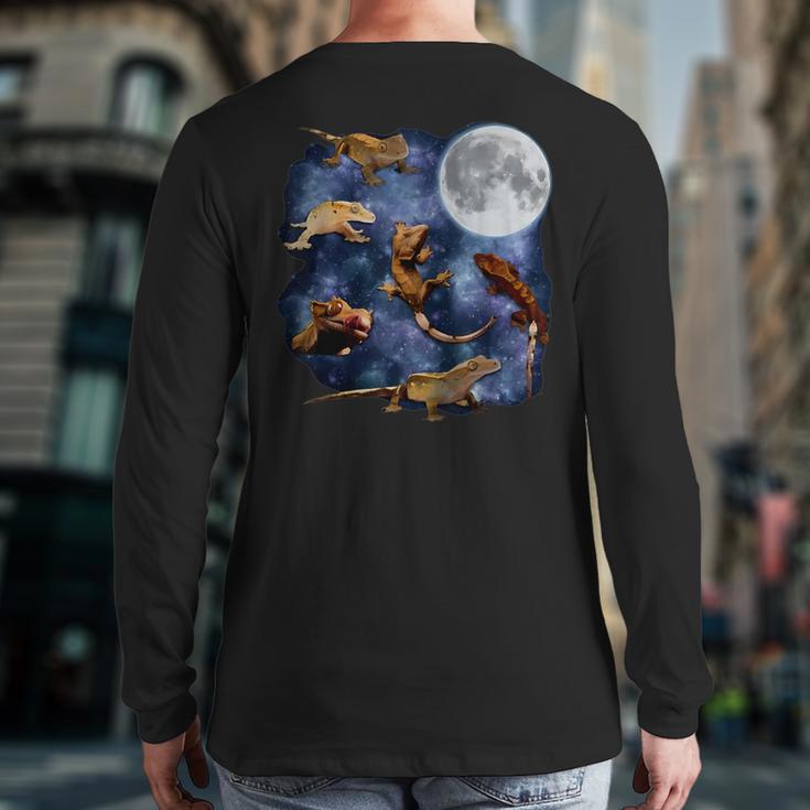 Crested Gecko Moon Retro Reptile Mom Dad Breeder Lover Long Sleeve T-Shirt Back Print