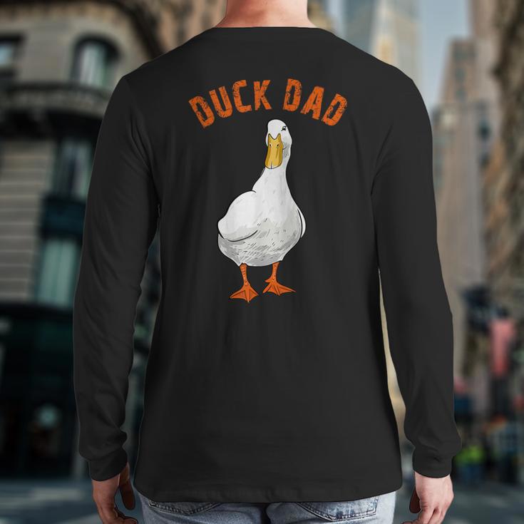 Cute Duck Dad Lover Illustration Duck Owner Long Sleeve T-Shirt Back Print