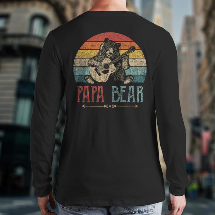 Cute Papa Bear Vintage Father's Day Retro Dad Guitar Long Sleeve T-Shirt Back Print