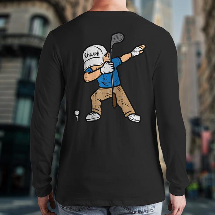 Dabbing Golfer Golfing Golfer Dad Men Boys Kids Youth Long Sleeve T-Shirt Back Print