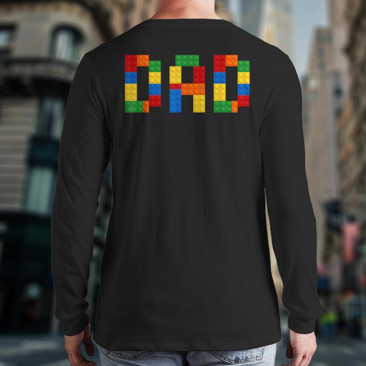 Dad Of The Birthday Boy Building Blocks Bricks Builder Long Sleeve T-Shirt Back Print