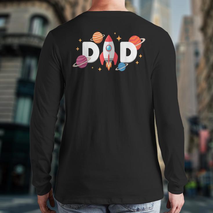 Dad Of The Birthday Boys Space Astronaut 1st Birthday Family Long Sleeve T-Shirt Back Print