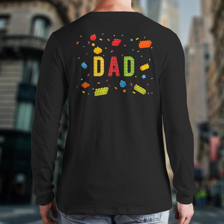 Dad Building Blocks Birthday Boy Long Sleeve T-Shirt Back Print