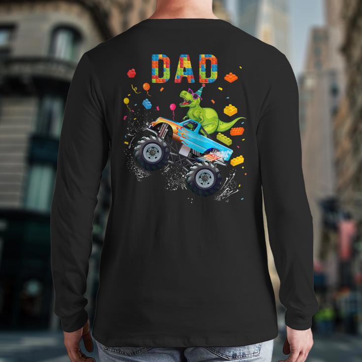Dad Building Blocks Monster Truck Dinosaur Birthday Long Sleeve T-Shirt Back Print Dad Building Blocks Monster Truck Dinosaur Birthday Long Sleeve T-Shirt Back Print