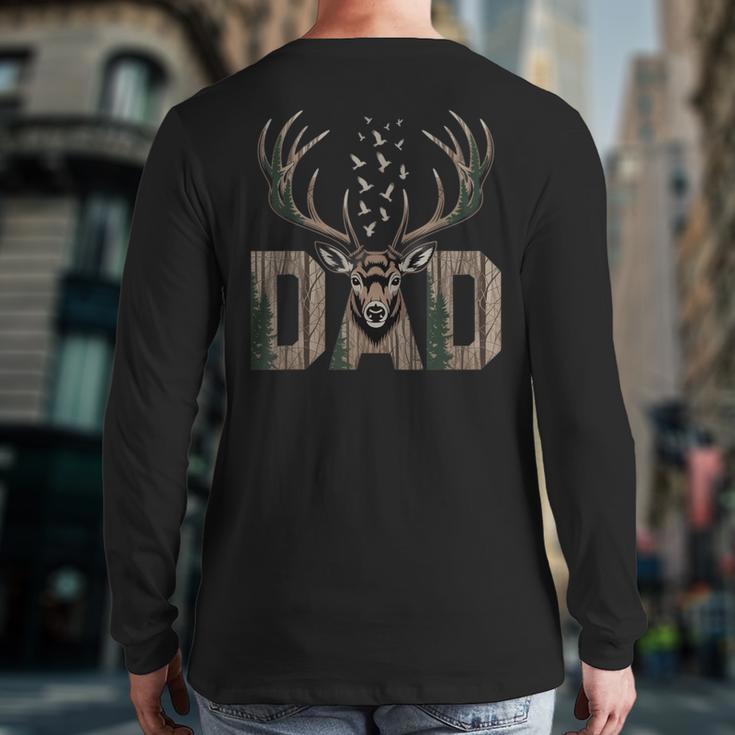 Dad Deer Hunting Camo Father Hunters Buck Camouflage Nature Long Sleeve T-Shirt Back Print