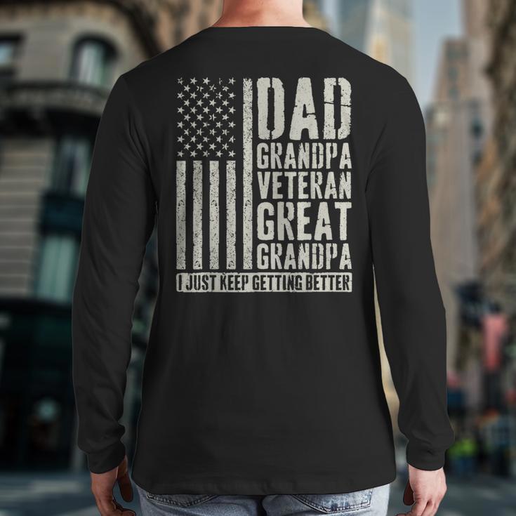 Dad Grandpa Veteran Great Grandpa Long Sleeve T-Shirt Back Print
