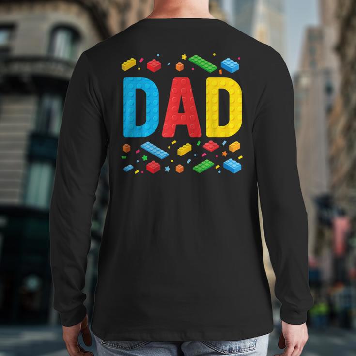 Dad Master Builder Building Bricks Blocks Family Fathers Day Long Sleeve T-Shirt Back Print