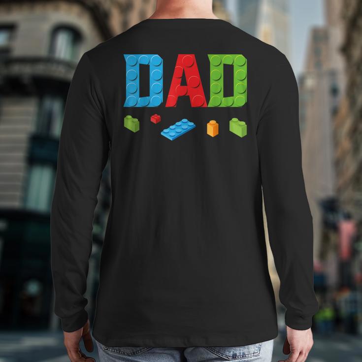 Dad Master Builder Building Bricks Blocks Family Set Parents Small Long Sleeve T-Shirt Back Print