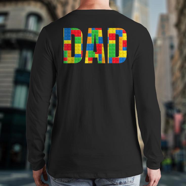 Dad Parent Brick Master Builder Building Blocks Set FamilyLong Sleeve T-Shirt Back Print