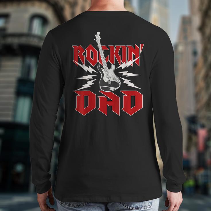 Dad Rockin One Birthday Family Matching Rock Guitar Long Sleeve T-Shirt Back Print