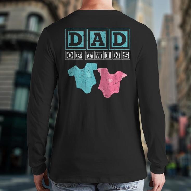 Dad Of Twins Family Daddy Fathers Day Future Parents Long Sleeve T-Shirt Back Print