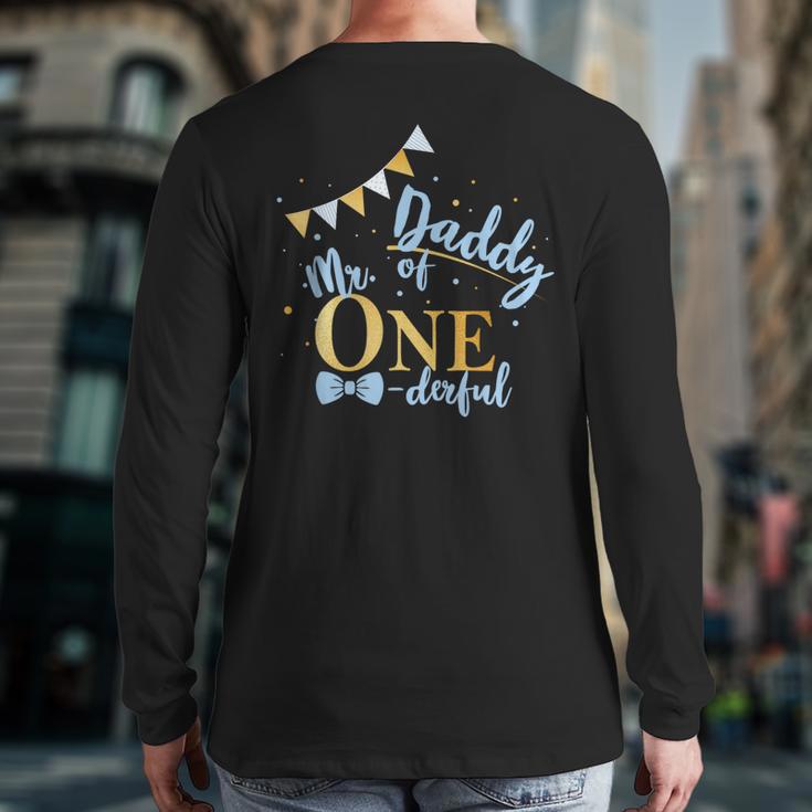 Daddy Of Mr One-Derful Party Blue-Gold Dad Boy 1st Birthday Long Sleeve T-Shirt Back Print