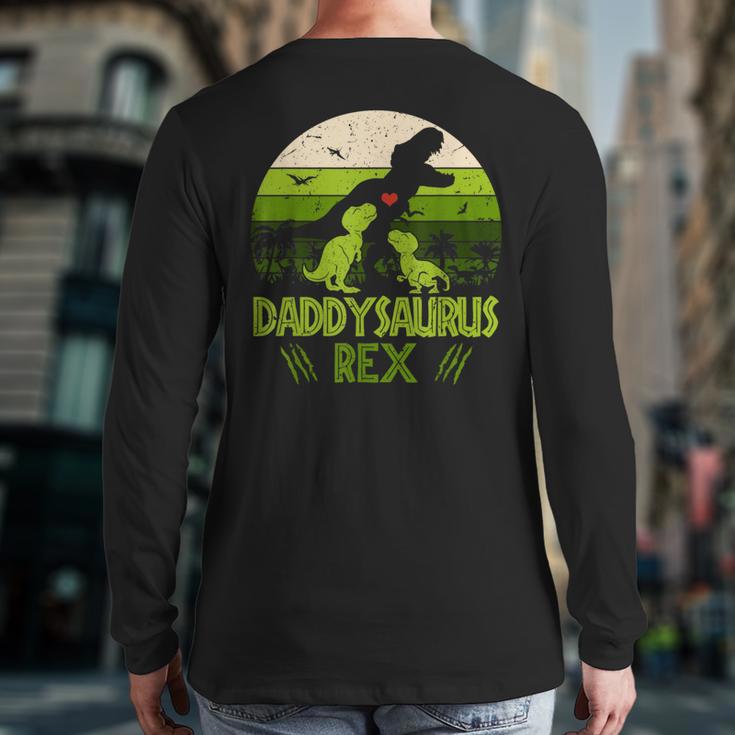 Daddysaurus Rex 2 Kids Sunset Tshirt For Fathers Day Long Sleeve T-Shirt Back Print