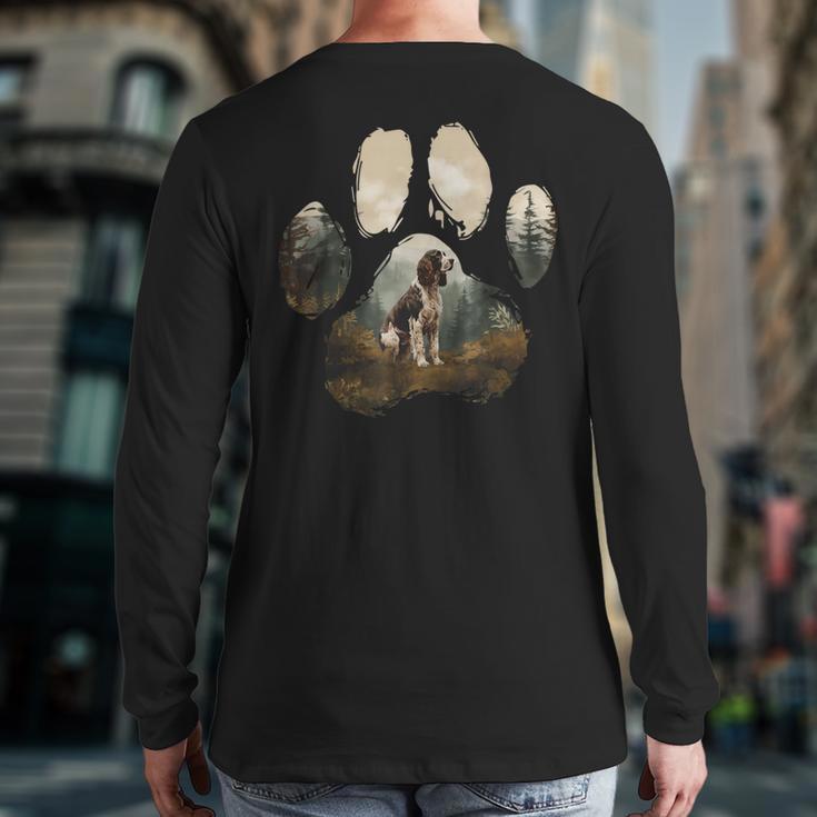 English Springer Spaniel Mountain Paw Dog Mom Dad Long Sleeve T-Shirt Back Print