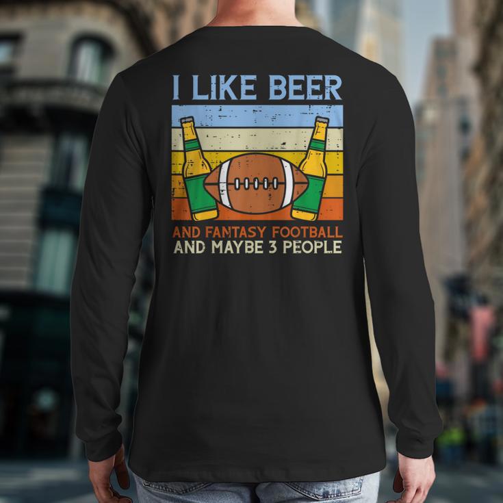 I Like Fantasy Football 3 People Draft Party Dad Men Long Sleeve T-Shirt Back Print