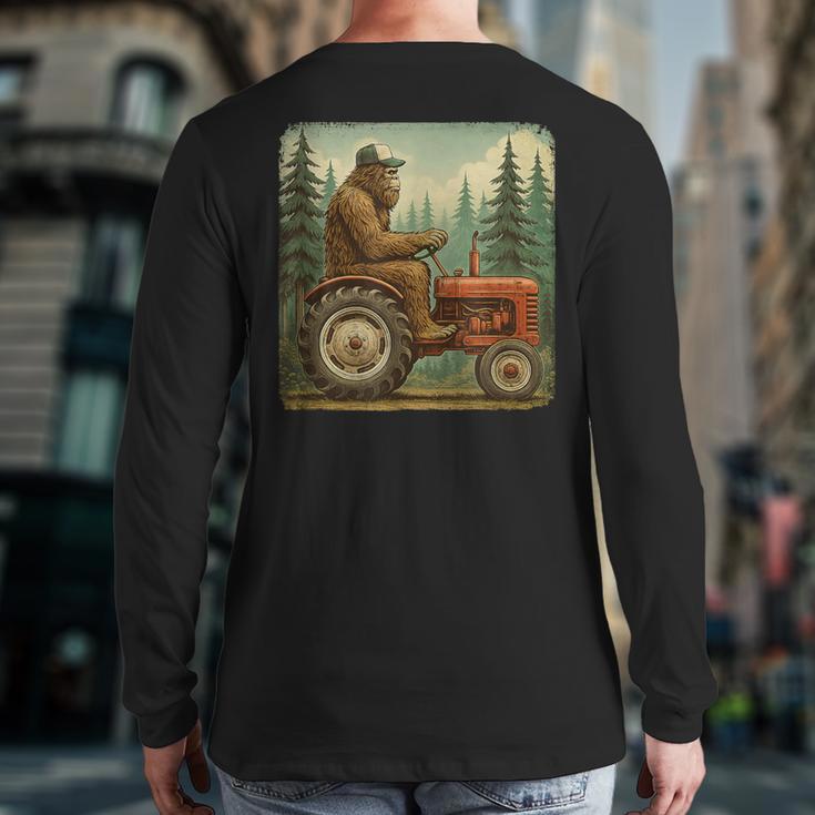 Farmer Men Tractor Rancher Farm Dad Distressed Long Sleeve T-Shirt Back Print