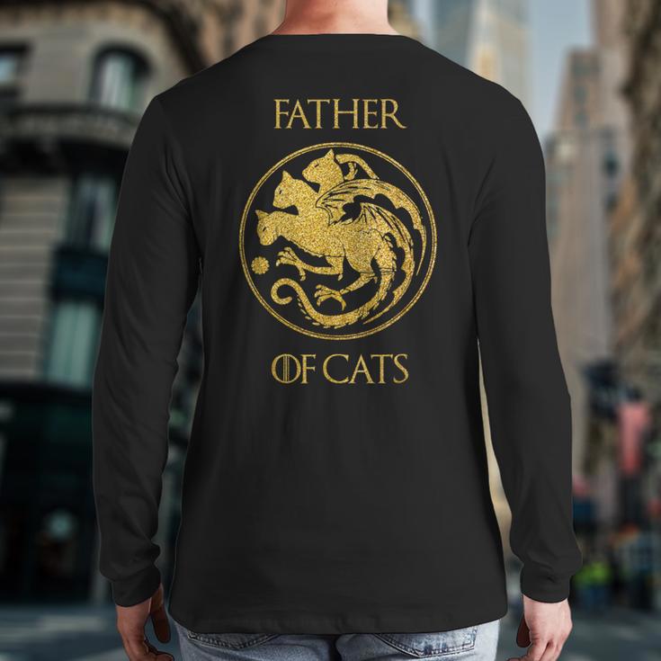 Father Of Cats Shirt Cat Dad Cat Daddy Long Sleeve T-Shirt Back Print