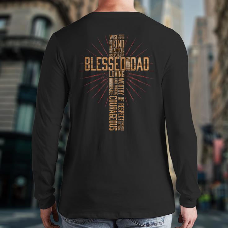 Father's Day Dad Husband Blessed Dad Christian Long Sleeve T-Shirt Back Print