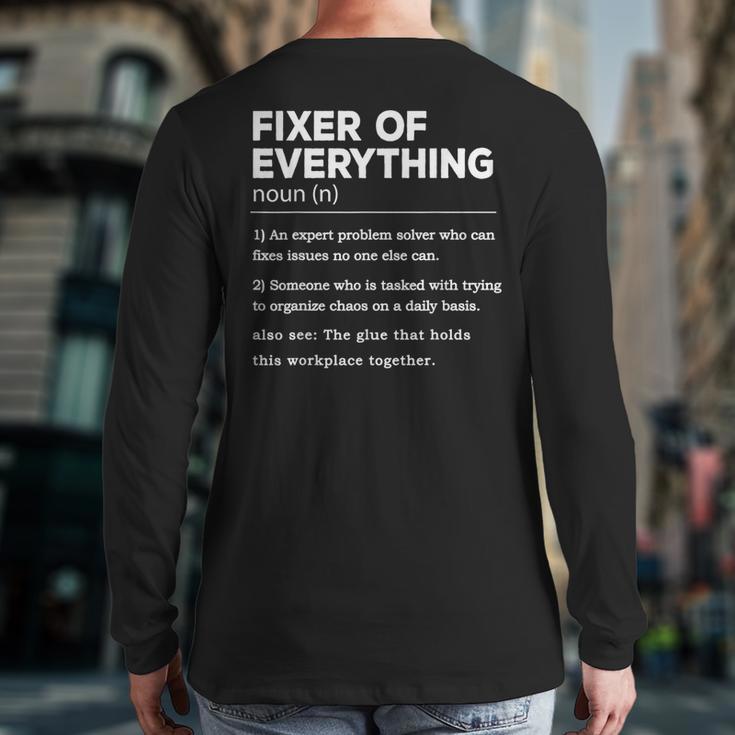 Father's Day For Office Dad Fixer Of Everything Long Sleeve T-Shirt Back Print