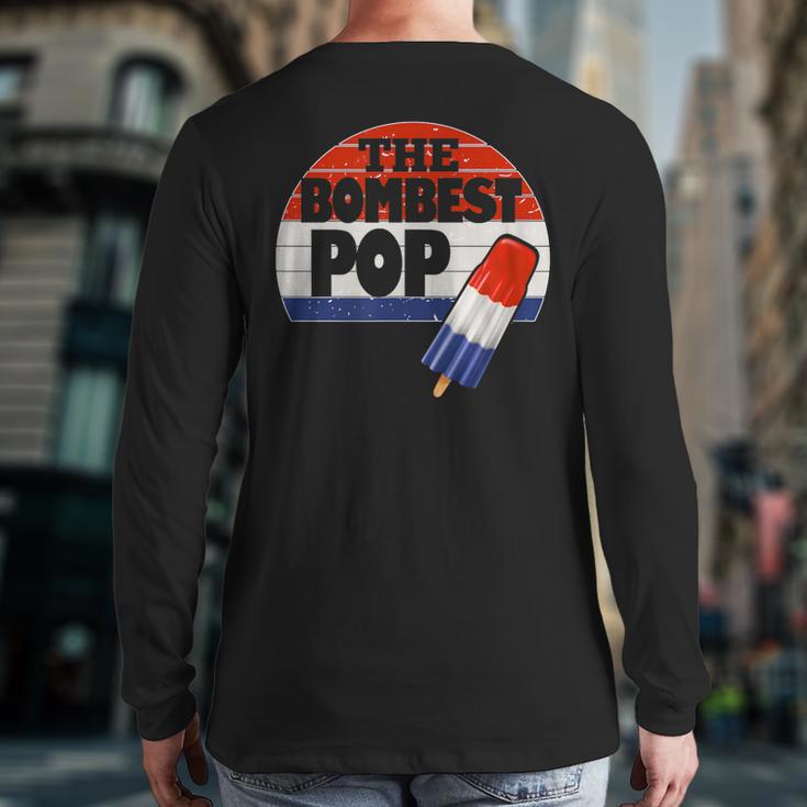 Fathers Day Shirt Cool Dad Bombest Pop Retro 80s Dad Long Sleeve T-Shirt Back Print Fathers Day Shirt Cool Dad Bombest Pop Retro 80s Dad Long Sleeve T-Shirt Back Print