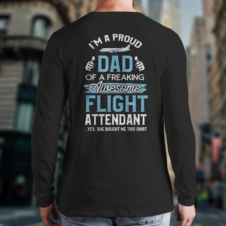 Flight Attendant Shirt For Dad Father Flight Attendant Long Sleeve T-Shirt Back Print Flight Attendant Shirt For Dad Father Flight Attendant Long Sleeve T-Shirt Back Print