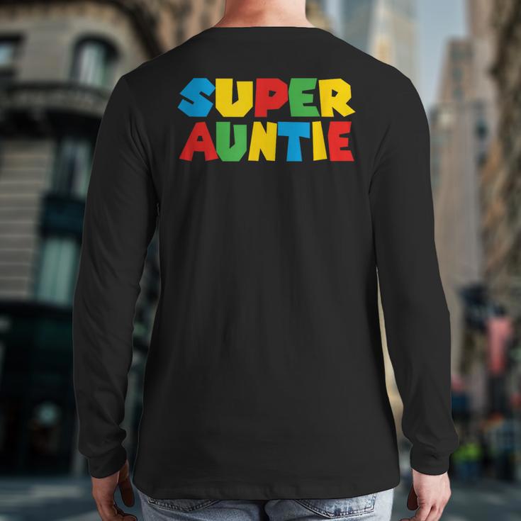 Gamer Aunt Super Auntie Gaming Matching Dad & Mom Kids Long Sleeve T-Shirt Back Print