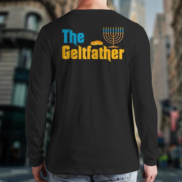 Gelt Father Hanukkah Menorah Jewish Dad Pajamas Long Sleeve T-Shirt Back Print