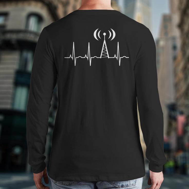 HAM Radio For Dad Ham Radio Operator Heartbeat Long Sleeve T-Shirt Back Print
