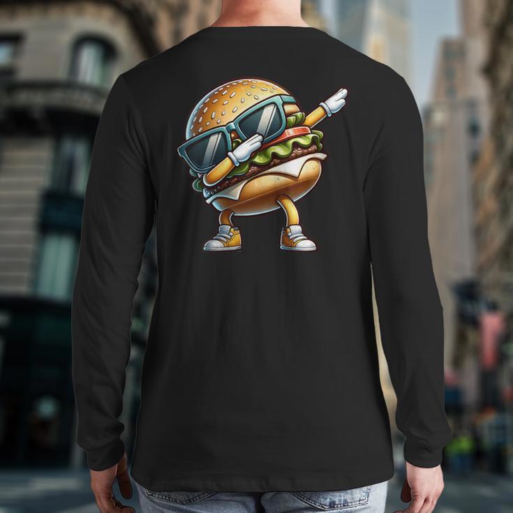 Hamburger Dabbing Kids Men Women Dab Dance Cheeseburgers Dad Long Sleeve T-Shirt Back Print